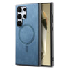 For Samsung Galaxy S25 Ultra 5G Solid Color Retro Magsafe PU Back Cover Phone Case(Blue)