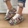 Outdoor Thick Bottom Lacing Sneakers Cartoon Graffiti Printed Couple Casual Shoes, Size: 36(Purple)