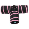 Foldable Cat Tunnel, 3 Exits, Hanging Ball, Pink