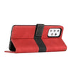 For Samsung Galaxy A52 5G / 4G Grid Stitching Leather Phone Case with Lanyard(Red)