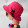 Autumn and Winter Ladies Pot Cap Woolen Top Hat with Flower Decoration, Size:One Size(Rose Red)
