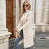 Female Windbreaker Jacket Striped Hooded Plaid Knit Cardigan, Size: XL(Beige)