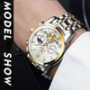 OLEVS 2859 Men Multifunctional Luminous Waterproof Quartz Watch(White + Gold)