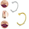 5pcs Stainless Steel Nose Ring Without Hole C-Shape Nose Staple Lip Band Earrings, Size: 0.8 x 10+2(Black)