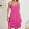 Women Summer Round Neck Halter Loose Sleeveless Dress, Size: M(Rose Pink)