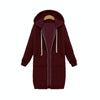 Women Hooded Long Sleeved Sweater In The Long Coat, Size:S(Wine Red)