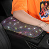 Car Diamond Armrest Box Cushion Personalized Car Decorations Dirt And Non-Slip(Black White Diamond)
