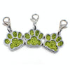 10 Light Green Enamel Paw Print Charms - Jewellery Making
