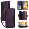 For Samsung Galaxy S22+ 5G Nine-card Slots Zipper Wallet Bag Leather Phone Case(Dark Purple)