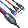 40W 5A USB to Micro USB + USB-C / Type-C + 8 Pin Fast Charging Data Cable, Cable Length: 1.2m