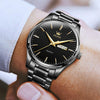 OLEVS 6898 Men Waterproof Luminous Steel Watch Band Quartz Watch(Black)