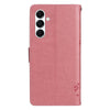 For Samsung Galaxy A26 5G Global Tree & Cat Embossed Pattern Flip Leather Phone Case(Pink)
