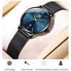 OLEVS 5869 Ladies Business Waterproof Steel Strap Quartz Watch(Blue + Black)