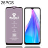25 PCS 9H HD Large Arc High Alumina Full Screen Tempered Glass Film for Xiaomi Redmi Note 8T