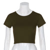 Round Neck Exposed Navel Shirt Body Short Sleeve T-shirt, Size: XL(Army Green)