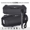 NewRixing NR3026M TWS Outdoor Portable K-song Bluetooth Speaker with Shoulder Strap & Microphone, Support TF Card / FM(Black)