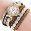 Small Dial Diamond-plated Winding Bracelet Quartz Watch(Brown)