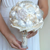 Wedding Holding Pearl Diamond Flowers Bridal Bouquet Accessories Bridesmaid Rhinestone Party Wedding Decoration Supplies, Diameter: 20cm(Red)