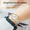 OLEVS 5567 Women Steel Strap Waterproof Quartz Watch(White + Gold)