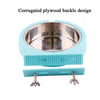Hanging Stainless Steel Pet Bowl - Large, Blue - Anti-Tip Cage Bowl