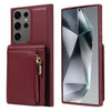 For Samsung Galaxy S25 Ultra 5G Crossbody Lanyard Zipper Wallet Leather Phone Case(Wine Red)