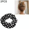 2 PCS Velvet Leopard Hair Ring Gold Velvet Headband Flannel Hair Band Hairball Hair Pocket Flower( Black and White dots)