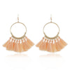 Tassel Earrings for Women Ethnic Big Drop Earrings Bohemia Fashion Jewelry Trendy Cotton Rope Fringe Long Dangle Earrings(Light Pink)
