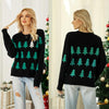 Women Pullover Jacquard Christmas Tree Knitwear Long Sleeve Knit Sweater, Size: XL(Red)