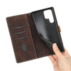 For Samsung Galaxy S24 Ultra 5G Grid Stitching Leather Phone Case with Lanyard(Brown)