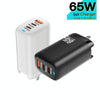 TE-65W GaN PD65W Dual USB-C/Type-C+USB-A Laptop Tablet AdapterUS Plug(Black)
