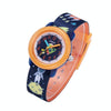 JNEW A369-86408 Children Cartoon Cosmic Starry Sky Waterproof Time Cognitive Ribbon Quartz Watch(Orange)