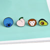 2 PCS Avocado Monkey Peach Blueberry Metal Lapel Pins Hard Enamel Pin Cute Badge Fashion jewelry(C1221)