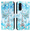 For Samsung Galaxy A56 5G Colored Drawing Pattern Plain Weave Leather Phone Case(Tower Butterfly)
