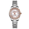 SKMEI 1534 elegant waterproof quartz steel band watch with diamond inlay(Silver Rose Gold)