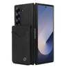 For Samsung Galaxy Z Fold6 AwQuer RFID Vertical Flip Card Bag Holder Leather Phone Case(Black)
