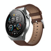 GW69 Plus Smart Watch, Support BT Call / Heart Rate / Blood Pressure / Blood Oxygen(Silver + Leather Strap Brown)