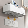 Hotel Toothbrush Rack With Double Cup Desktop Wall Mounted Toothpaste Holder(Pure White)