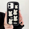 For iPhone 12 Rabbit Plush Silicone Phone Case(Black)
