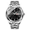 BINBOND B5552 Luminous Multifunctional Business Calendar Quartz Watch(White Steel-Black)