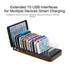 WLX-815P 180W 15 Ports USB Fast Charging Dock Smart Charger with Holder, UK Plug