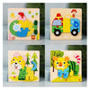 4 PCS / Sets Of Children Early Education Three-Dimensional Wooden Animal Puzzle Toys(Tiger + Kitten + Submarine + Ambulance)