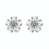 Sakura Earrings 925 Silver Needle Flower Earrings(50 Points Mosan Diamond White Gold)