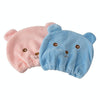 Cartoon Bear Thickened Coral Velvet Hair Drying Cap Strong Water-absorbent Quick-drying Turban(Pink)