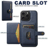 For iPhone 14 Pro Max Suteni H20 Cross-Grain MagSafe Horizontal Card Bag Back Phone Case(Blue)