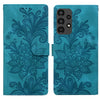 For Samsung Galaxy A13 4G / 5G / A04S Lace Floral Embossed Magnetic Buckle PU Phone Case With Wrist Strap(Green)