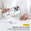 For iPhone 13 Pro Max Full Coverage Lens Film MagSafe Holder Transparent Phone Case(Grey+White)