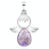 Women Angel Wings Pendants Natural Crystal Stone Necklaces(Amethyst)
