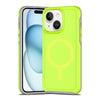 For iPhone 15 Plus Shockproof MagSafe Armor PC Hybrid TPU Phone Case(Fluorescent Green+Gray)
