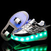 CD03 LED Double Wheel Wing Roller Skating Shoes, Size : 37(Silver)