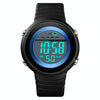 SKMEI 1497 Fashion Simple Backlight Single Display Electronic Watch Timing Alarm Watch(Blue White)